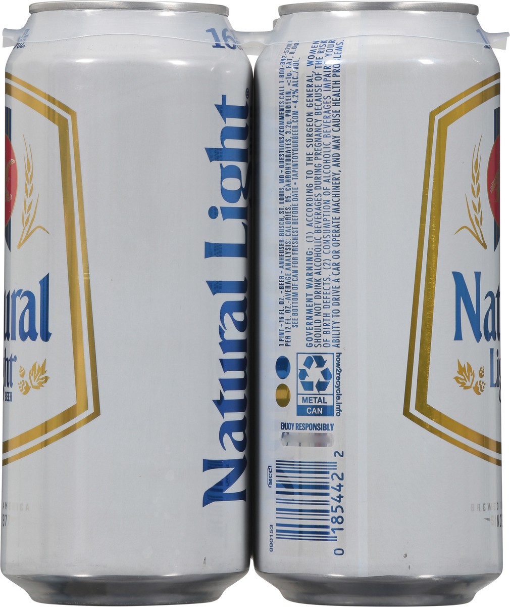 slide 9 of 9, Natural Light Beer 4 - 16 fl oz Cans, 4 ct