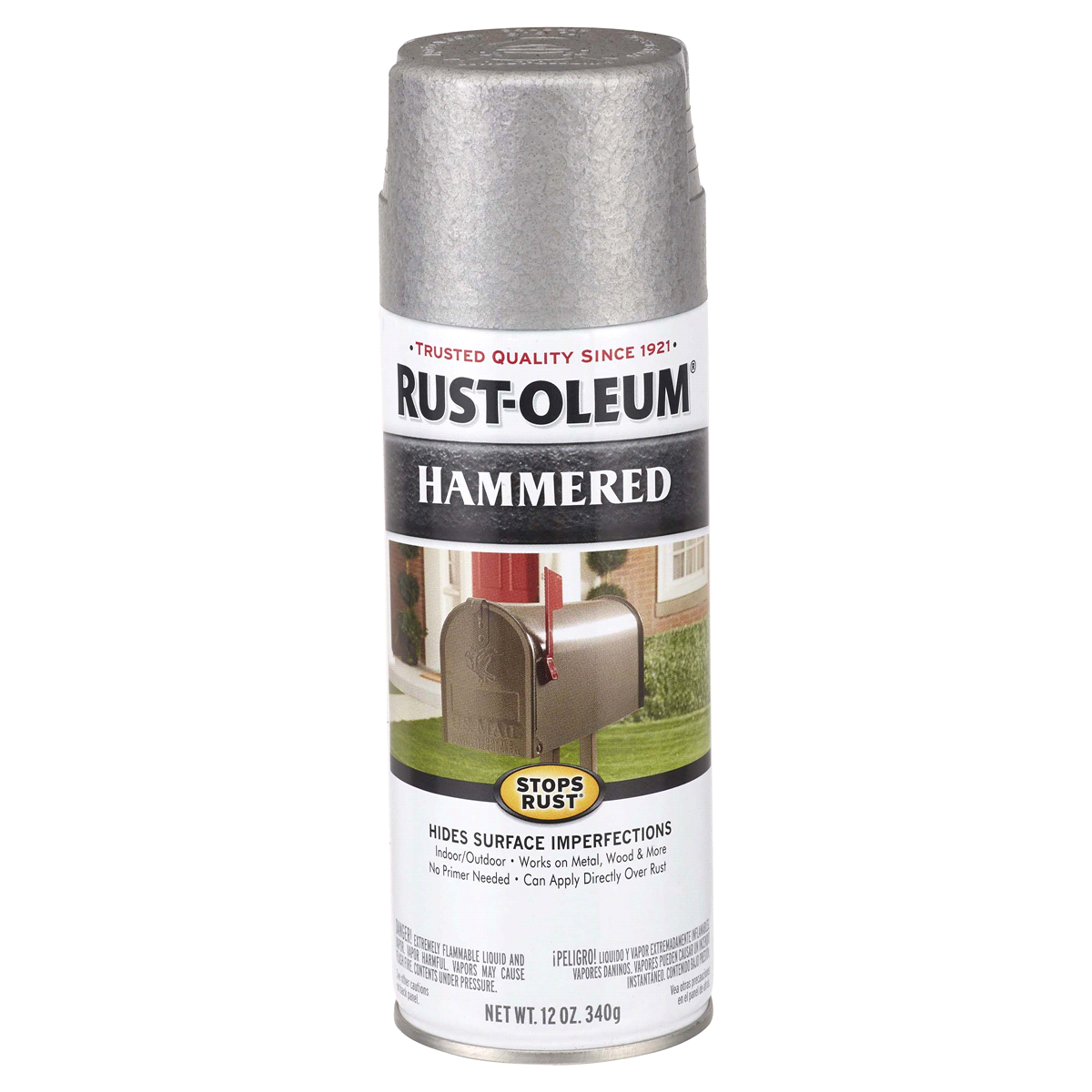 slide 1 of 9, Rust-Oleum Stops Rust Protective Hammered Metal Finish Spray Paint 7213830, Silver, 12 oz