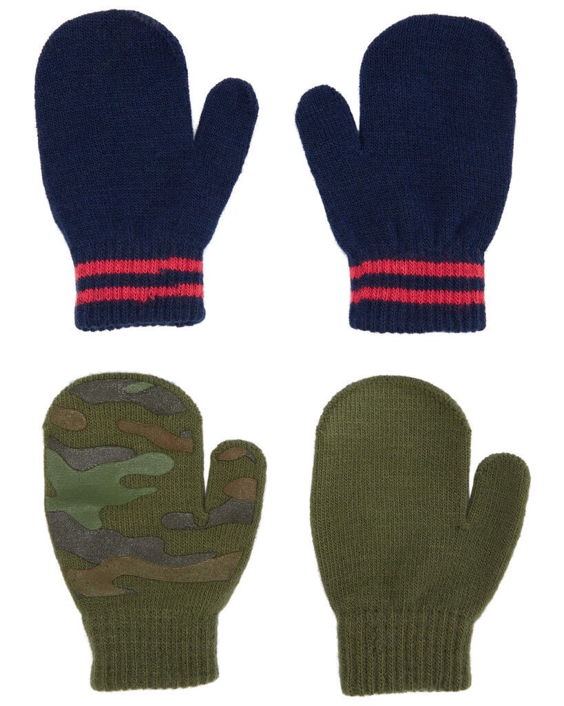 slide 2 of 2, Carter's Toddler 2-Pack Gripper Mittens Navy/Green 2T4T, 1 ct