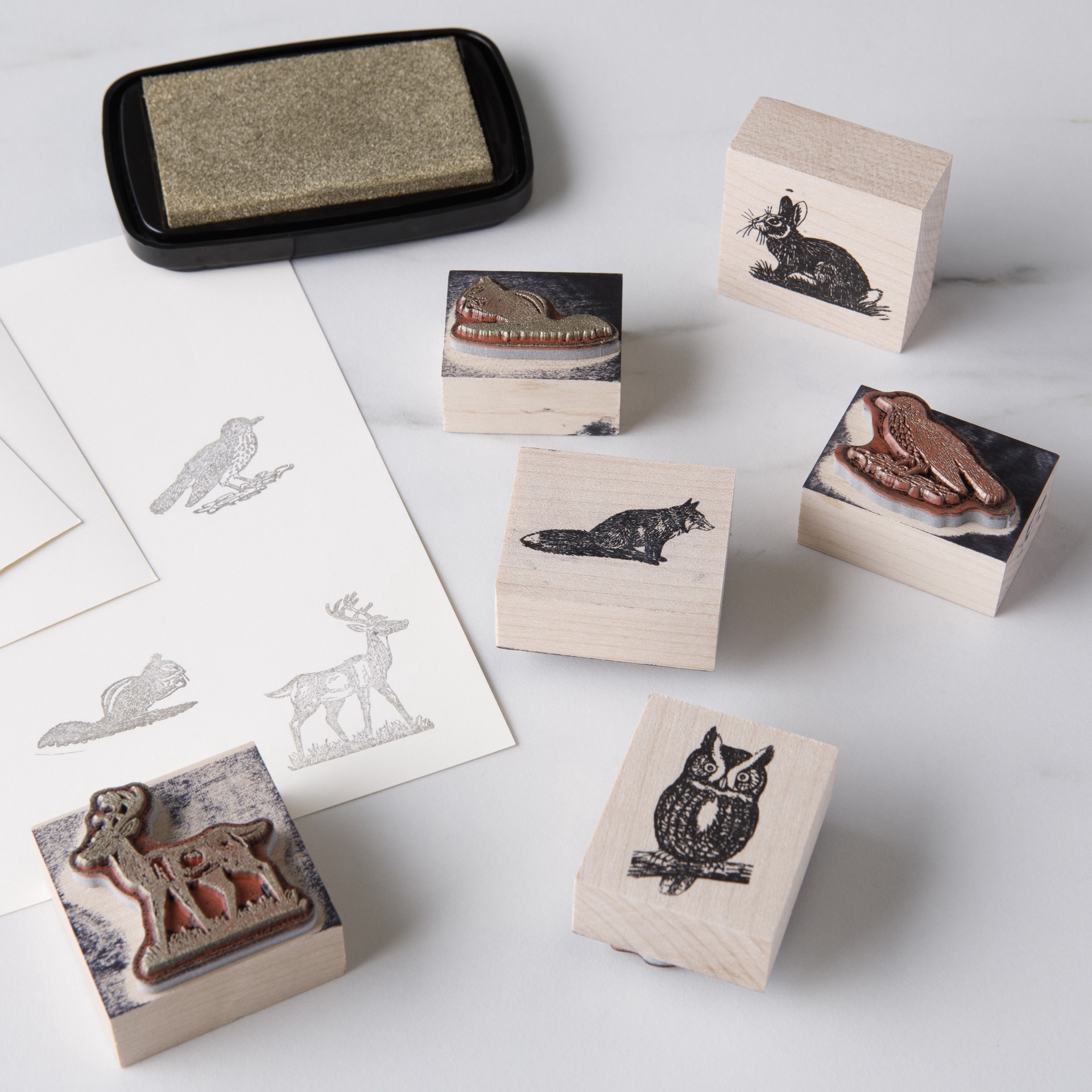 slide 4 of 6, Woodland Animals Wood Stamp Set By Recollections, 3.25 in x 4.75 in
