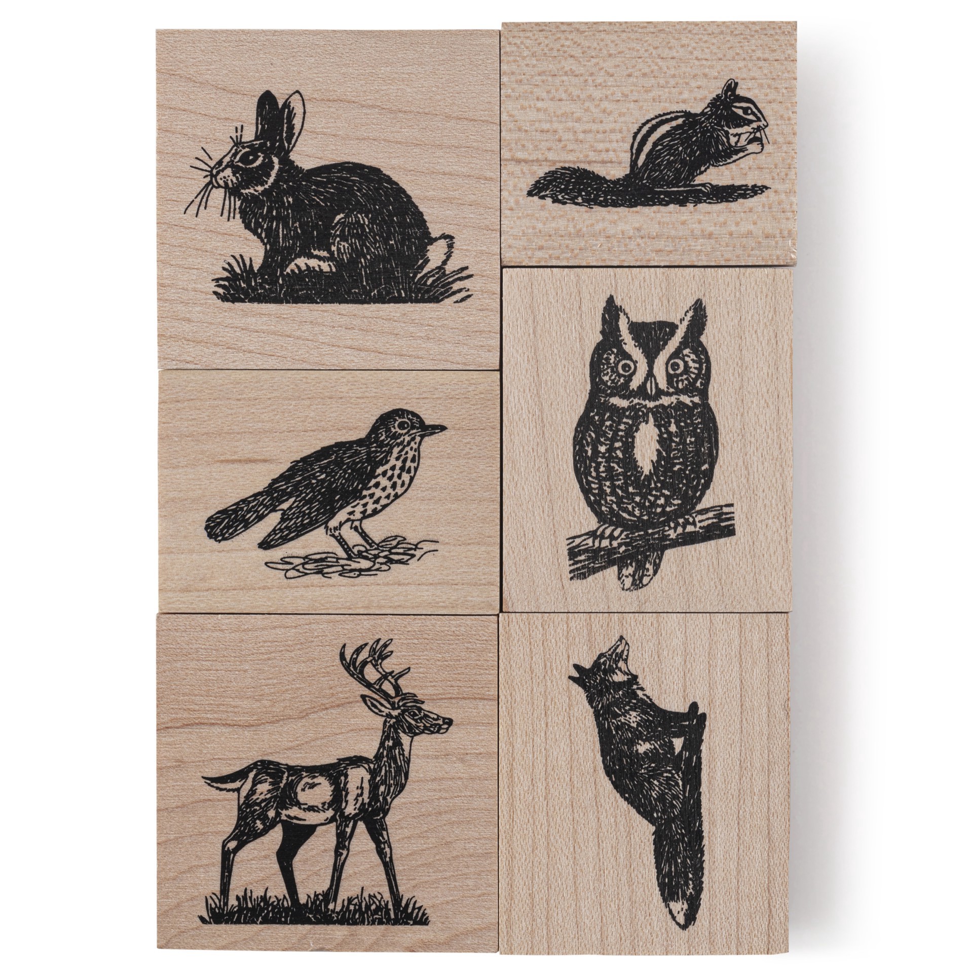 slide 3 of 6, Woodland Animals Wood Stamp Set By Recollections, 3.25 in x 4.75 in