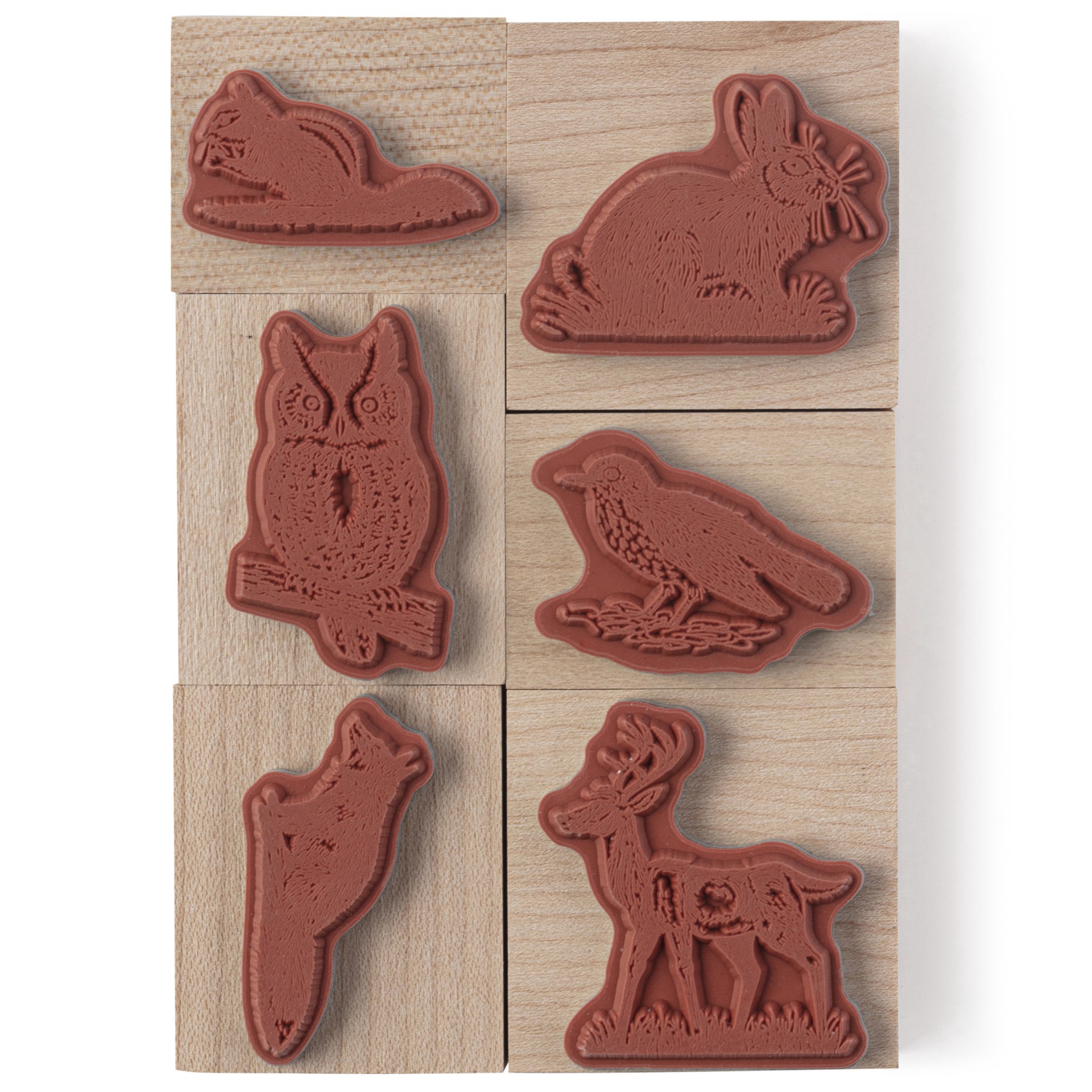 slide 6 of 6, Woodland Animals Wood Stamp Set By Recollections, 3.25 in x 4.75 in