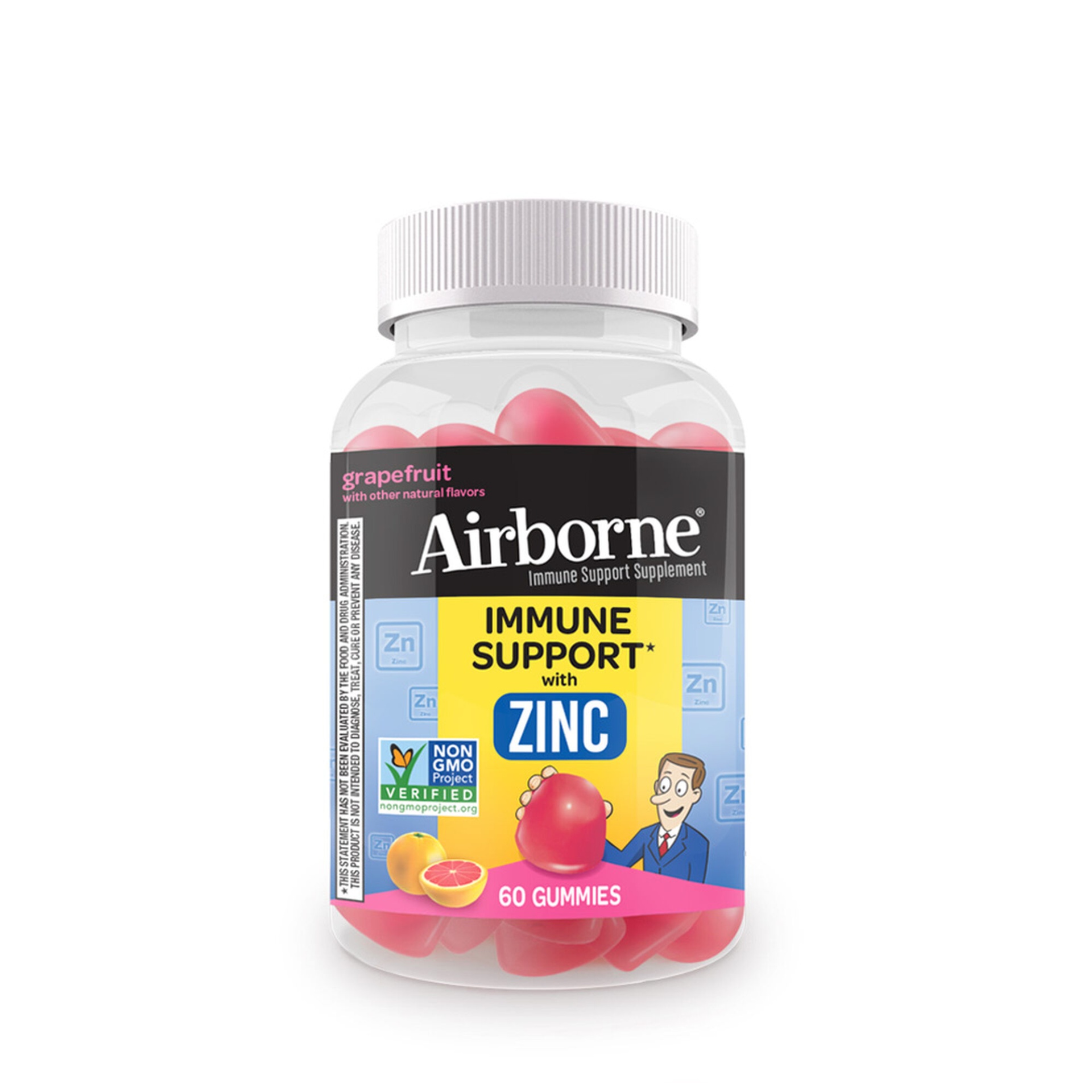 slide 1 of 1, Airborne Immune Support* with Zinc Supplement - Grapefruit, 1 ct