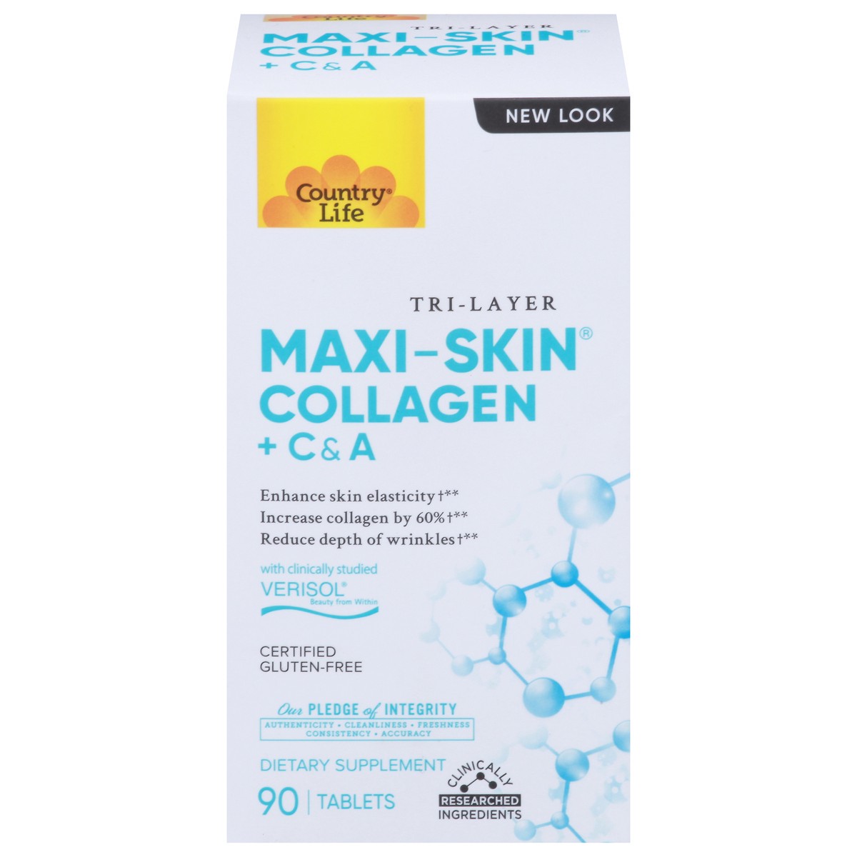 slide 1 of 12, Country Life Tri-Layer Maxi-Skin Collagen + C & A 90 Tablets, 90 ct