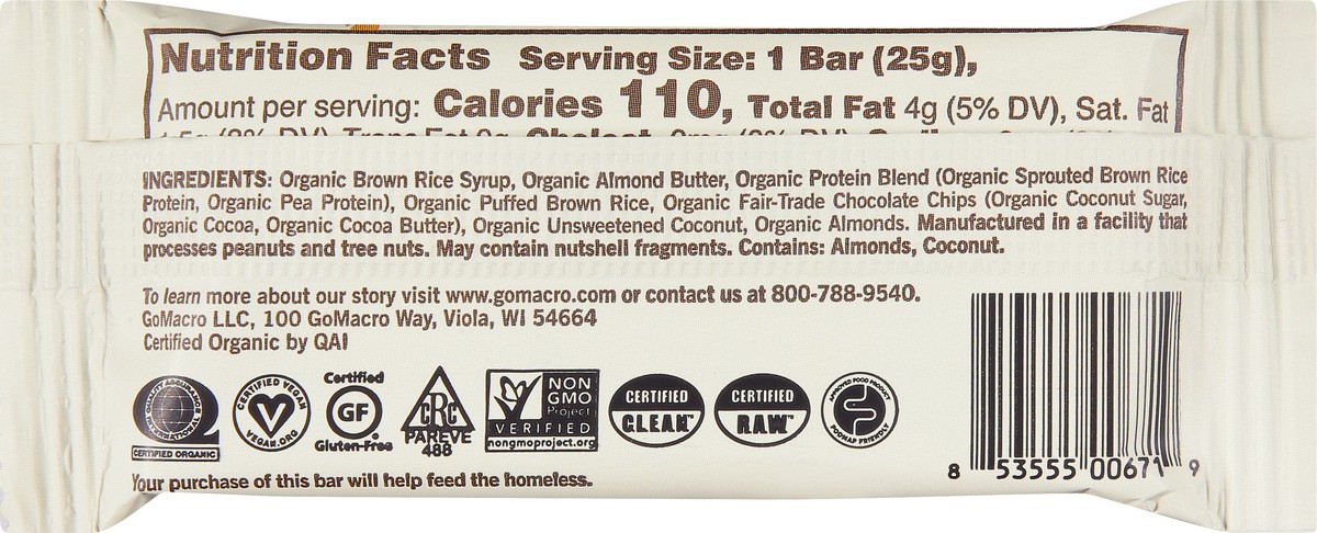slide 7 of 10, GoMacro Coconut + Almond Butter + Chocolate Chips MacroBar Mini 0.9 oz, 0.9 oz