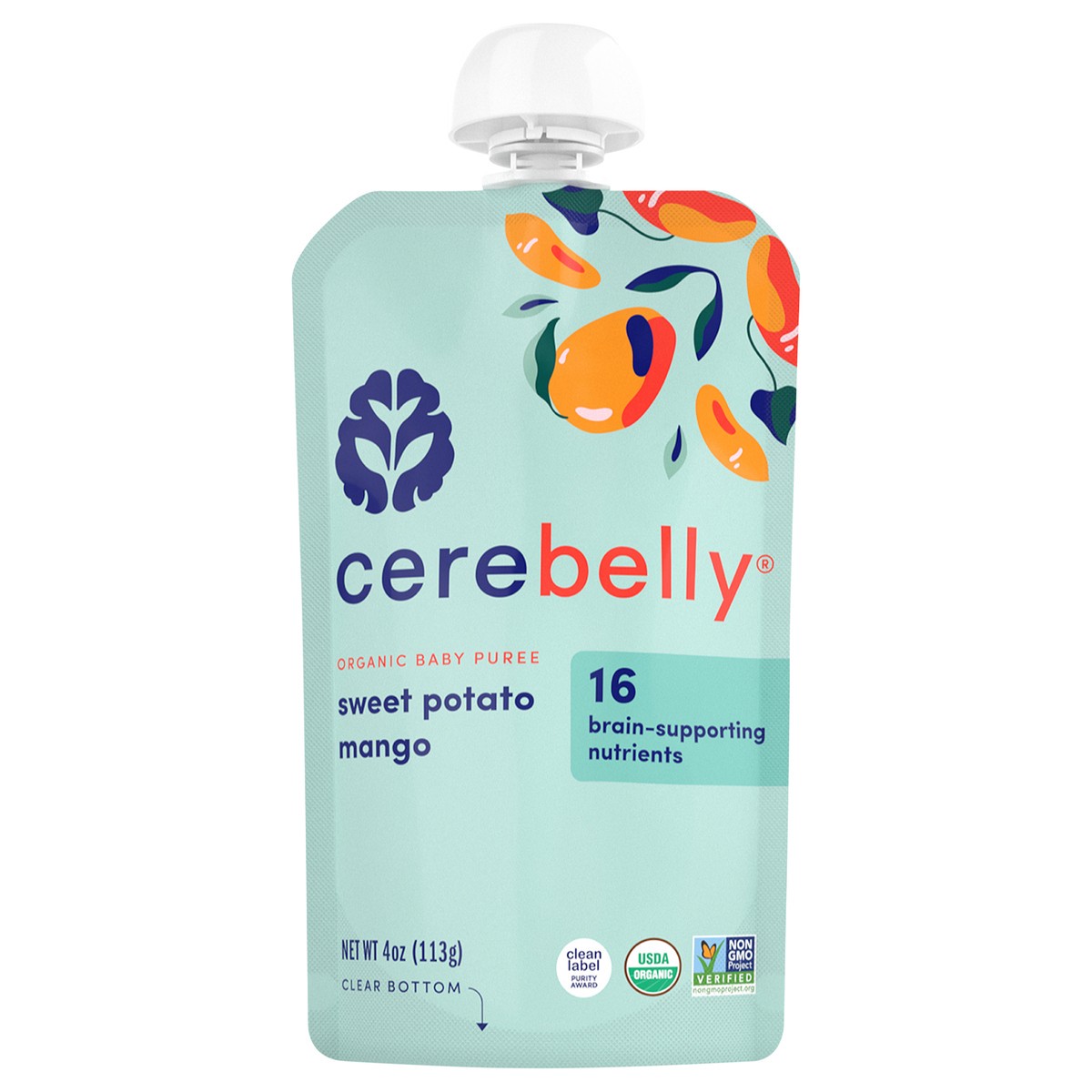 slide 1 of 3, Cerebelly Sweet Potato Mango Baby Puree, 4 oz