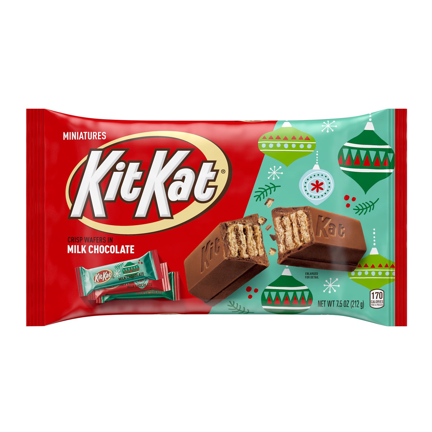 slide 1 of 5, KIT KAT Miniatures Milk Chocolate Wafer Candy Bars, Holiday, 7.5 Oz Bag, 7.5 oz