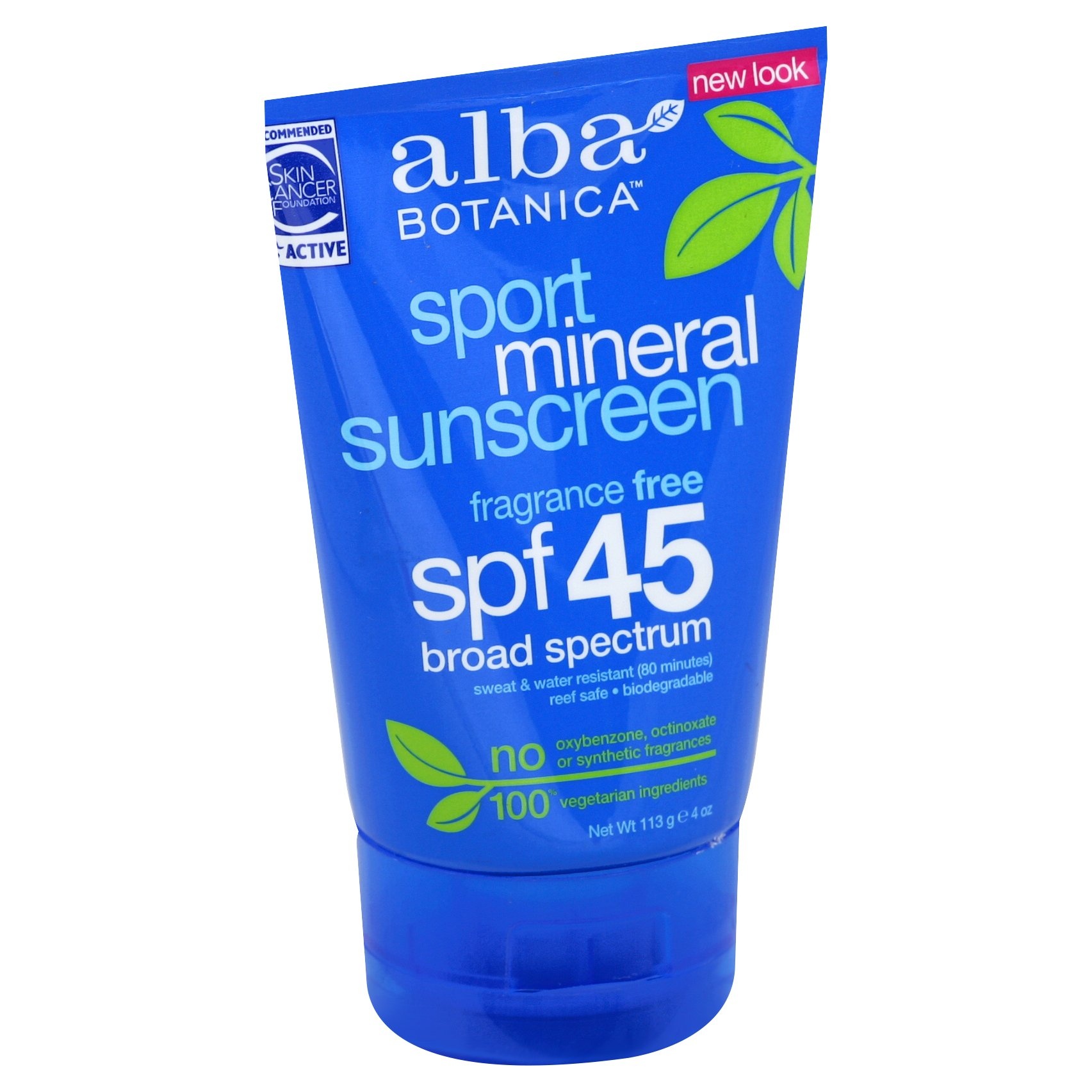 slide 1 of 2, Alba Botanica Sport Fragrance Free Mineral Sunscreen - SPF 45, 4 oz