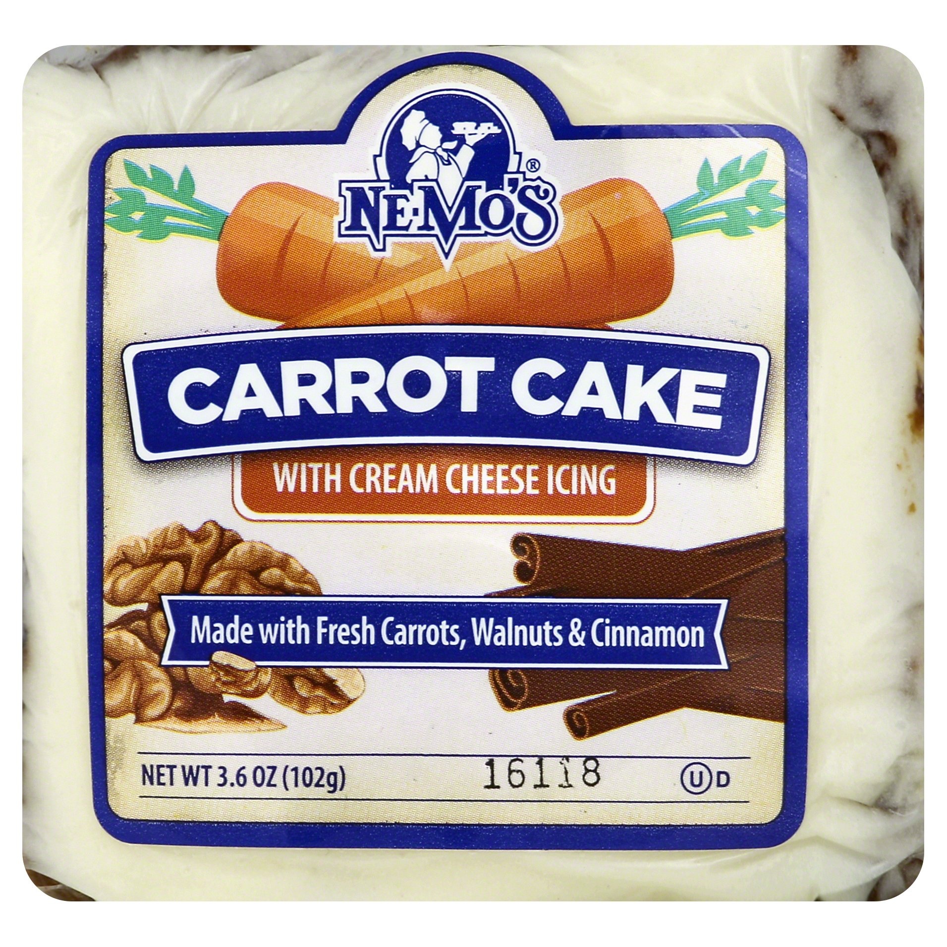 slide 1 of 1, Nemo's Carrot Cake, 3.6 oz