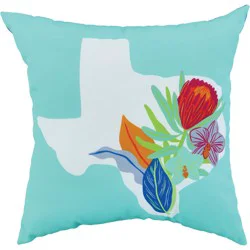 Destination Holiday Blue Texas Floral & Block Outdoor Pillow
