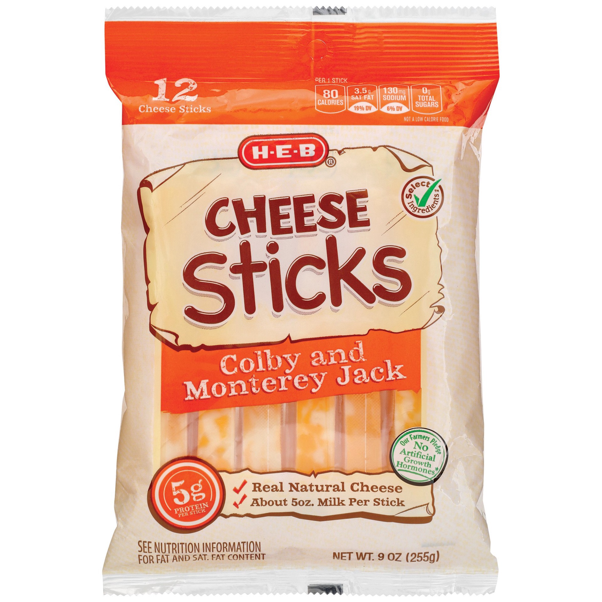 slide 1 of 1, H-E-B Colby Jack Cheese Sticks, 9 oz