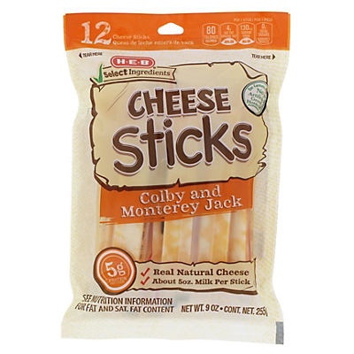 slide 1 of 1, H-E-B Colby Jack Cheese Sticks, 9 oz