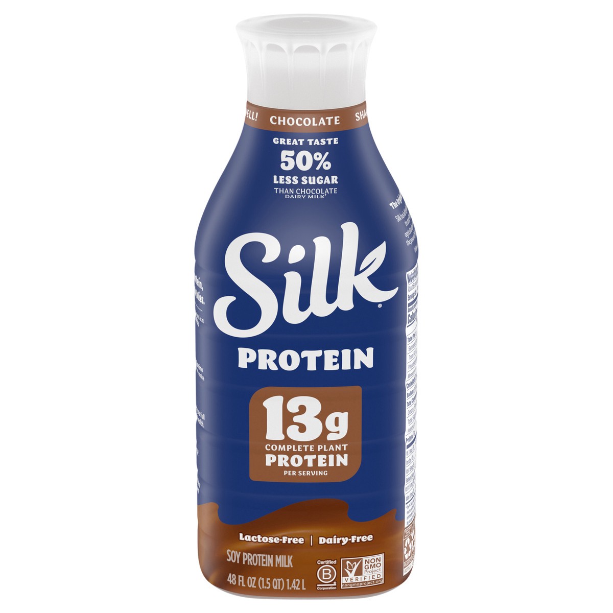 slide 1 of 5, Silk Chocolate Soy Milk, 48 fl oz, 48.0 oz