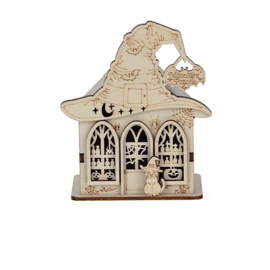 slide 1 of 4, 4" Moonlight Potions Shop Diy Led Wood Decor By Make Market, 3.26 in x 1.96 in x 3.9 in