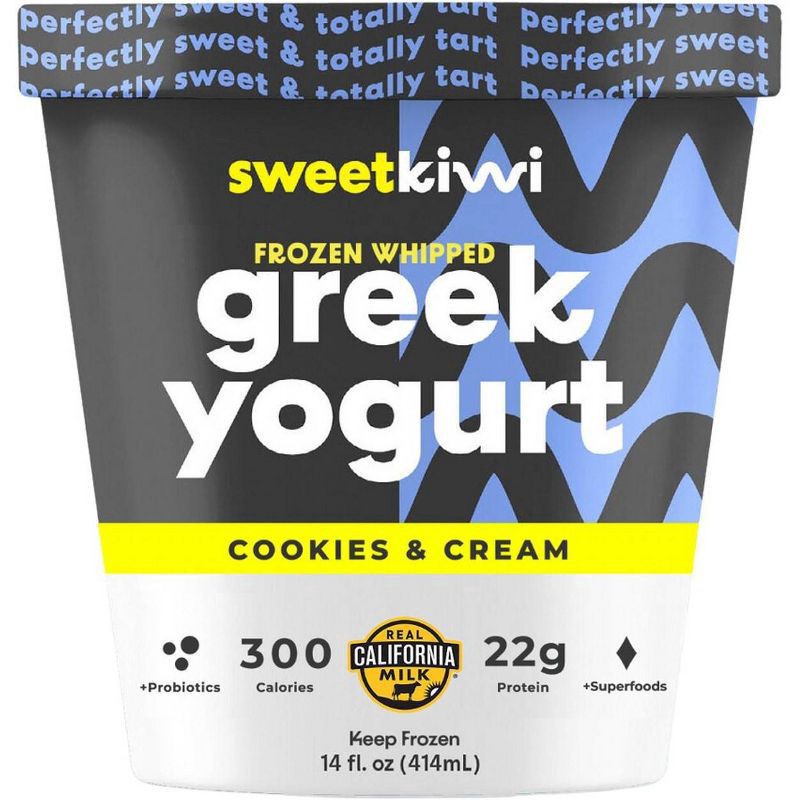 slide 1 of 2, Sweetkiwi Frozen Greek Yogurt Cookies & Cream - 14oz, 14 fl oz