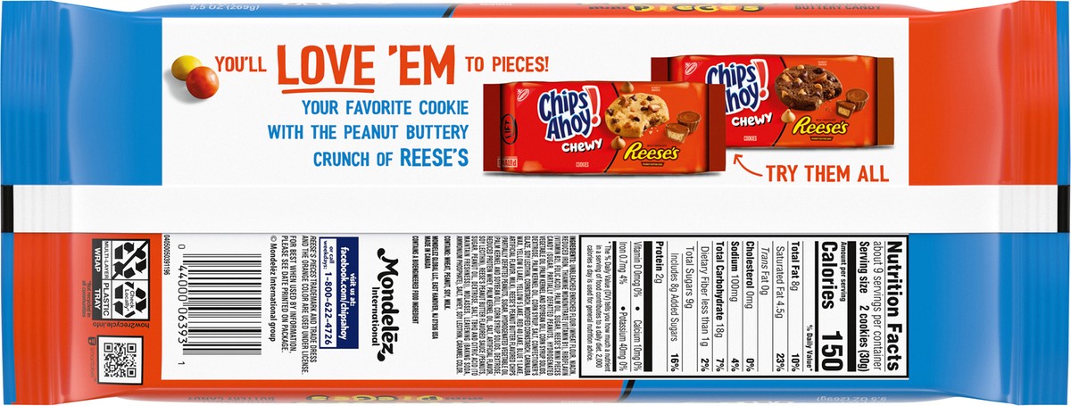 slide 13 of 15, CHIPS AHOY! Reese''s Mini Pieces Chocolate Chip Cookies, 9.5 oz, 13 oz