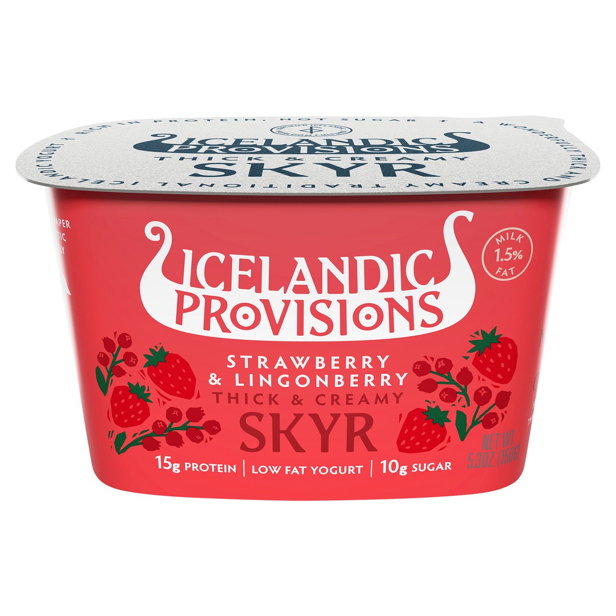 slide 1 of 3, Icelandic Provisions Strawberry & Lingonberry Thick & Creamy Low Fat Skyr, 5.3 oz