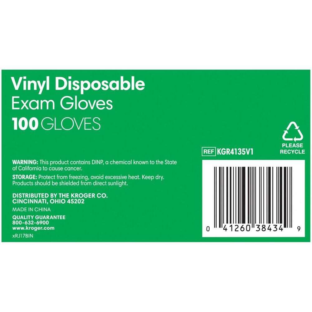 slide 4 of 5, Kroger Powder-Free Vinyl Disposable Exam Gloves, 100 ct