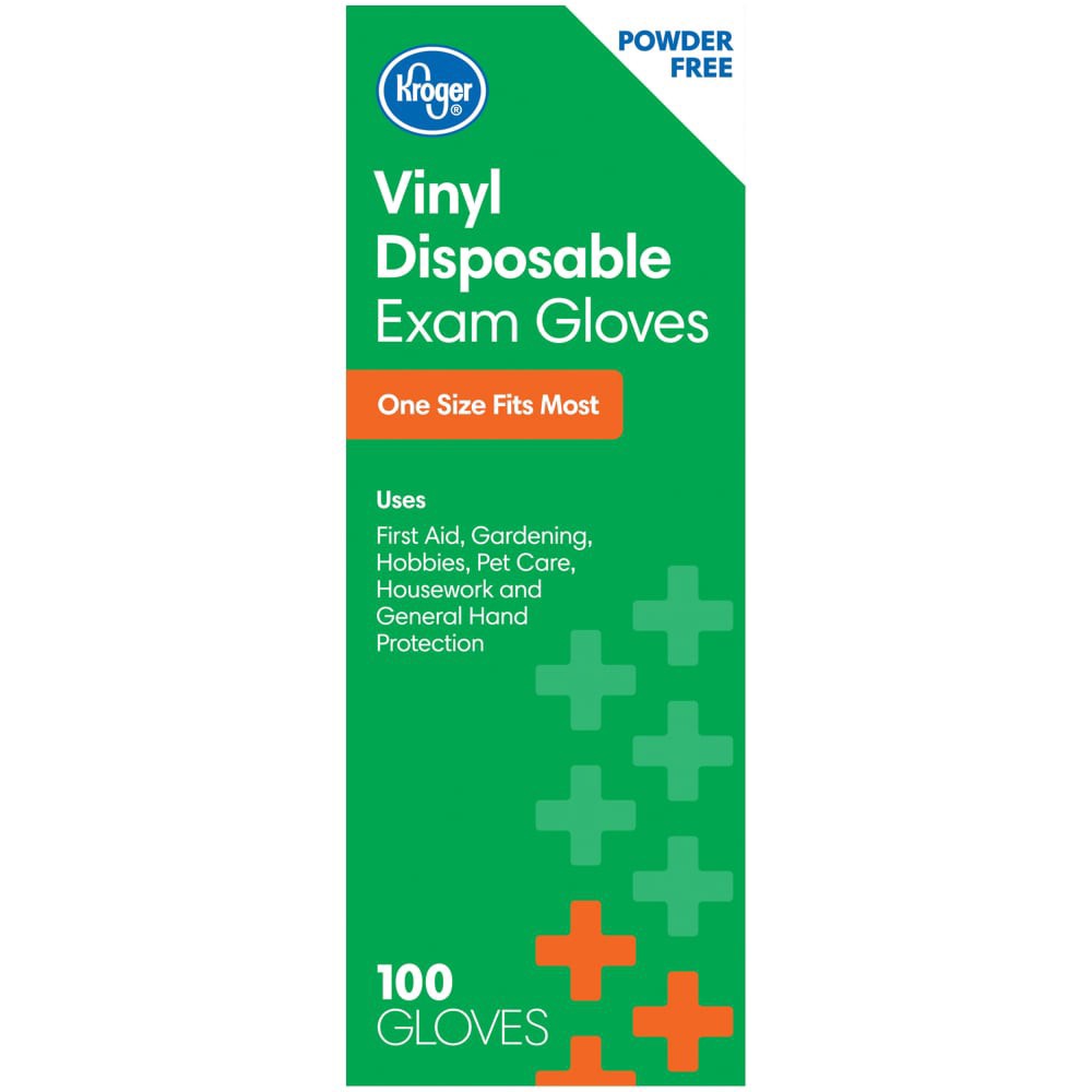 slide 3 of 5, Kroger Powder-Free Vinyl Disposable Exam Gloves, 100 ct