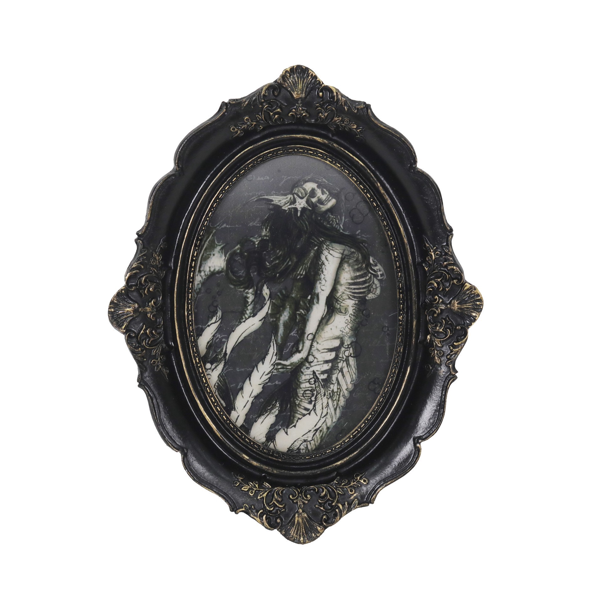 slide 3 of 3, 8.25" Lenticular Skeleton Mermaid Tabletop Decor In Ornate Frame By Ashland, 6.5 in x 1 in x 8.25 in