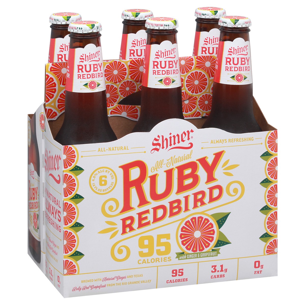 slide 8 of 9, Shiner Ruby Redbird Beer, Shiner Craft Beer, 6 Pack, 12 fl oz Bottles, 4.0% ABV, 95 Calories, 72 oz