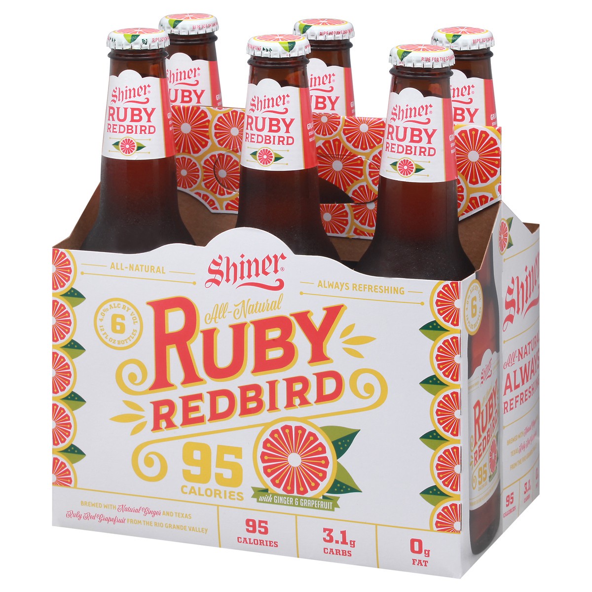 slide 4 of 9, Shiner Ruby Redbird Beer, Shiner Craft Beer, 6 Pack, 12 fl oz Bottles, 4.0% ABV, 95 Calories, 72 oz