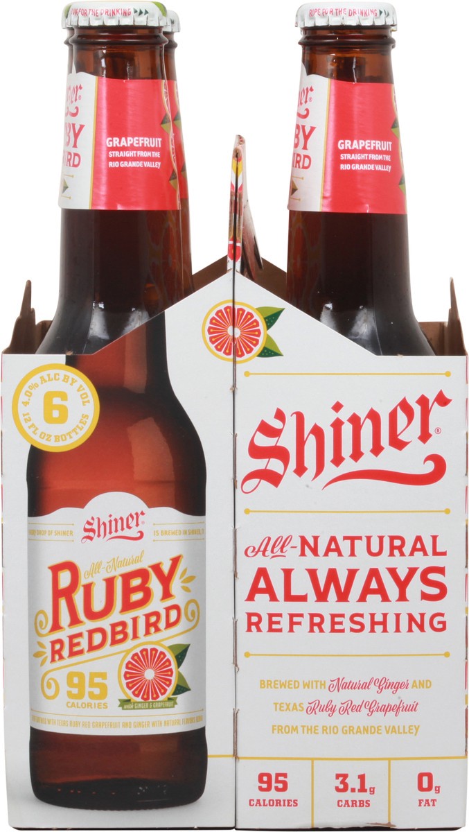 slide 6 of 9, Shiner Ruby Redbird Beer, Shiner Craft Beer, 6 Pack, 12 fl oz Bottles, 4.0% ABV, 95 Calories, 72 oz