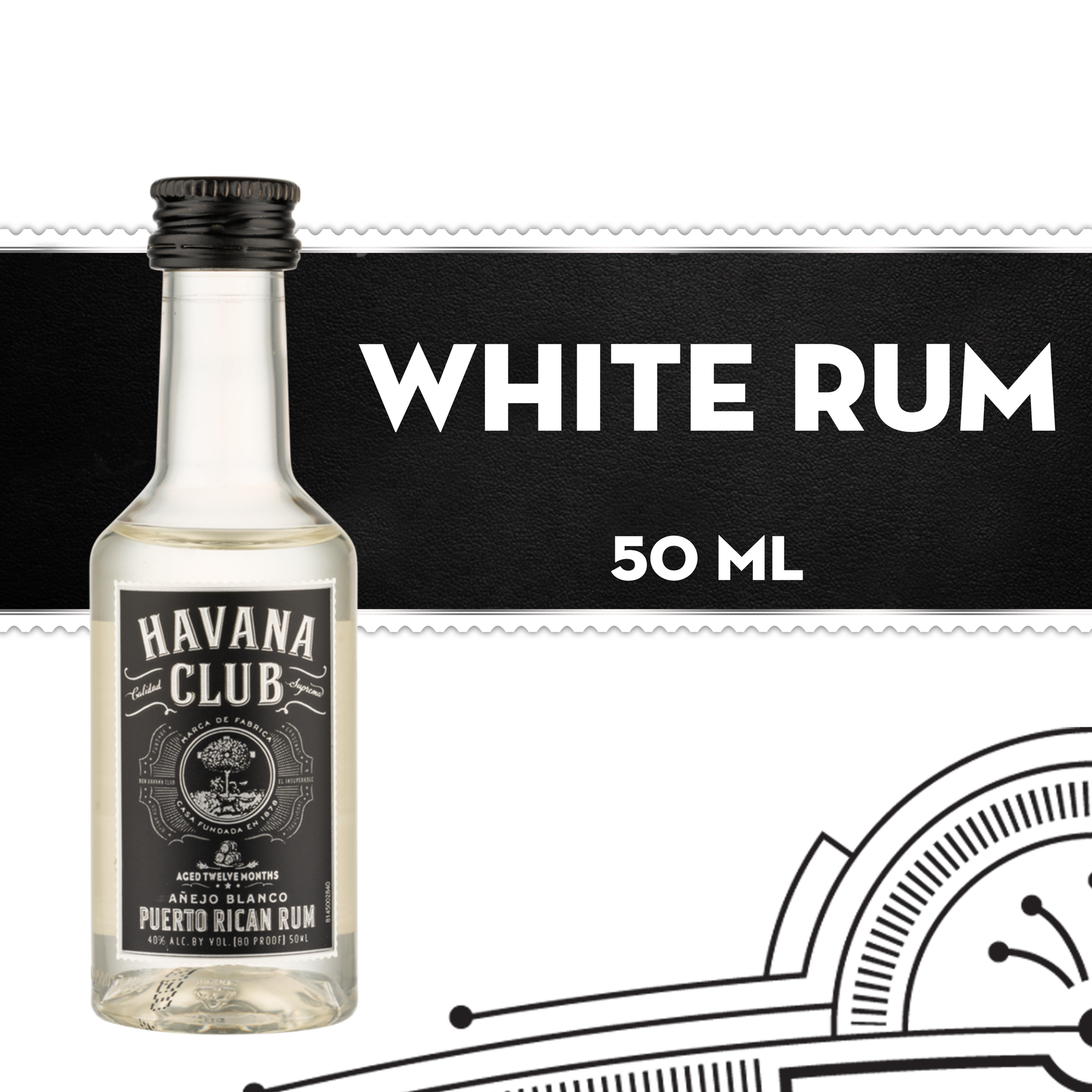 slide 2 of 2, Havana Club Anejo Blanco Rum 40% 5Cl/50Ml, 50 ml