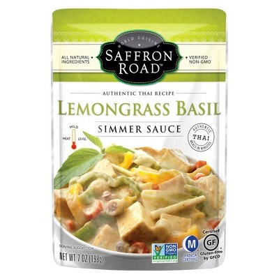slide 1 of 9, Saffron Road Lemongrass Basil Simmer Sauce, 7 fl oz