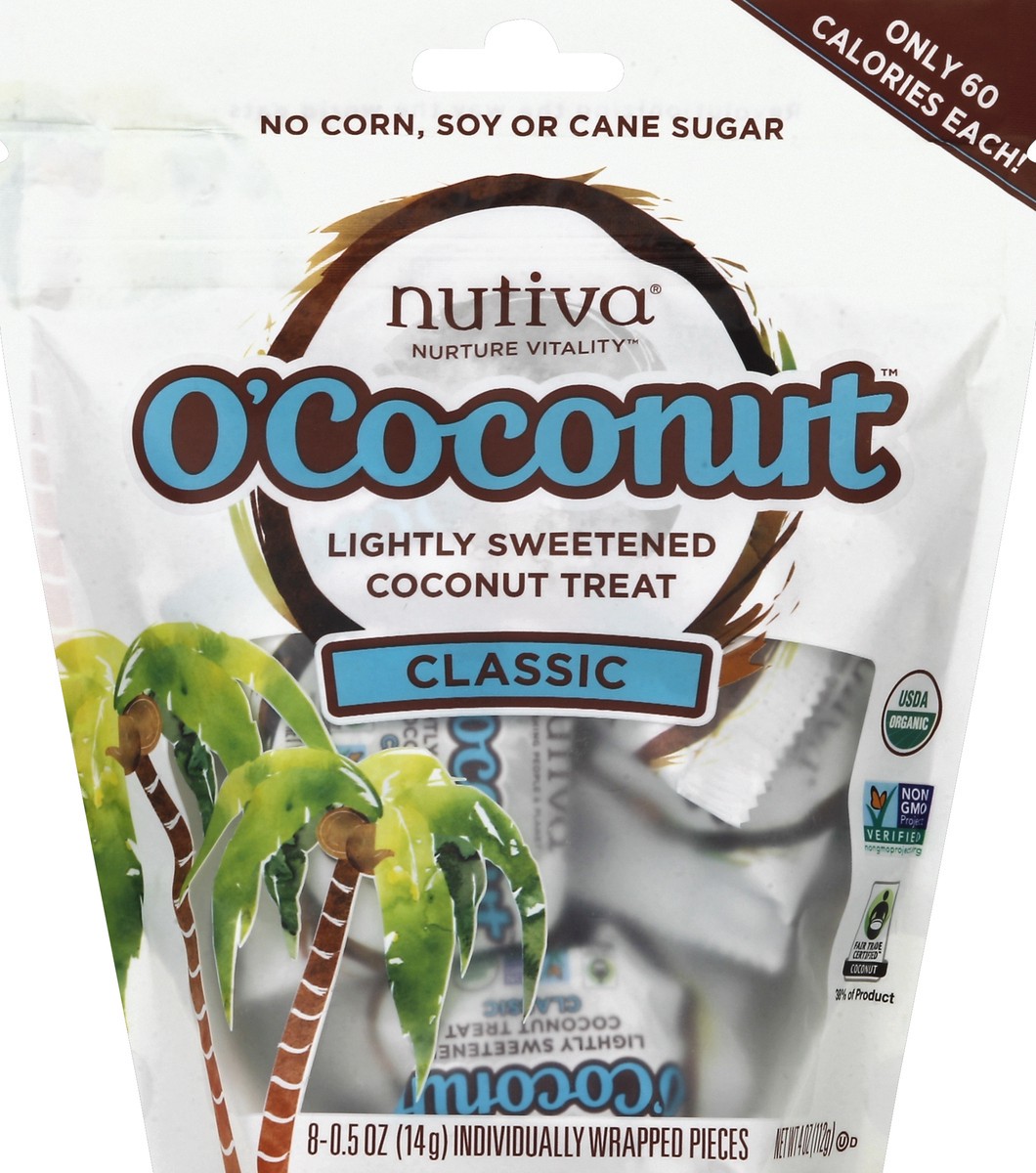 slide 2 of 2, Nutiva Candy Coconut Classic, 4 oz