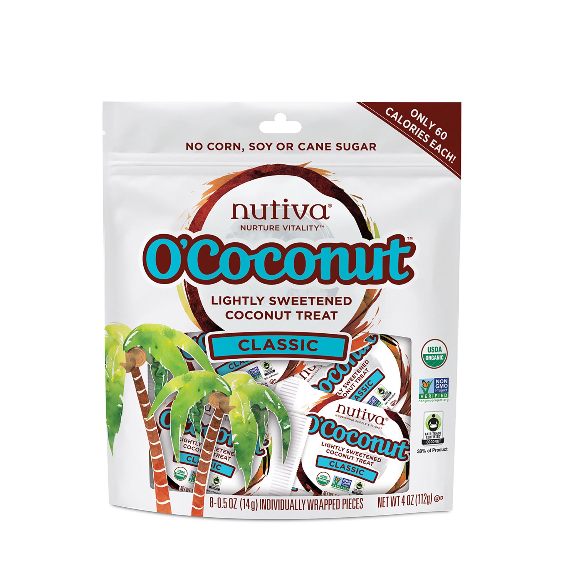 slide 1 of 2, Nutiva Candy Coconut Classic, 4 oz