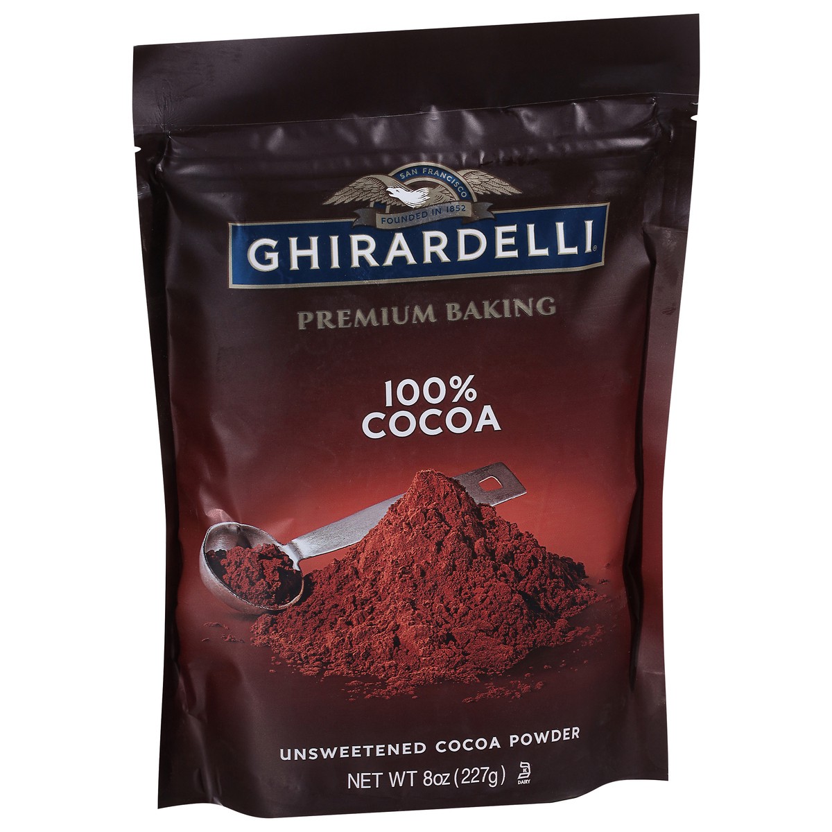 slide 2 of 9, GHIRARDELLI Premium Baking Cocoa 100% Unsweetened Cocoa Powder, 8 oz Bag, 8 oz