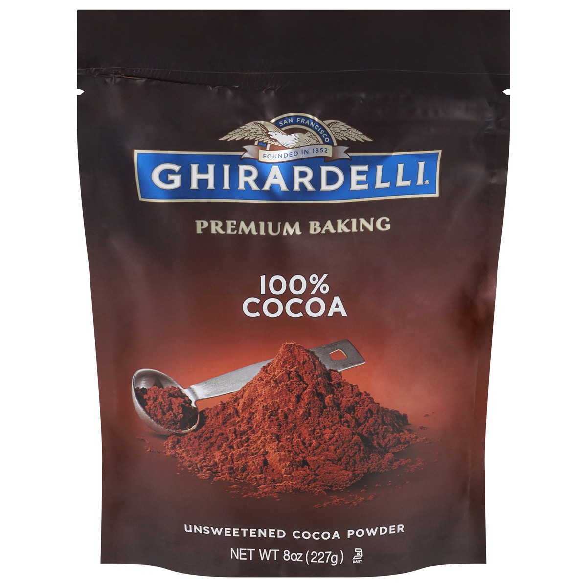 slide 1 of 9, Ghirardelli Premium Baking Cocoa 100% Unsweetened Cocoa Powder, 8 oz Bag, 8 oz