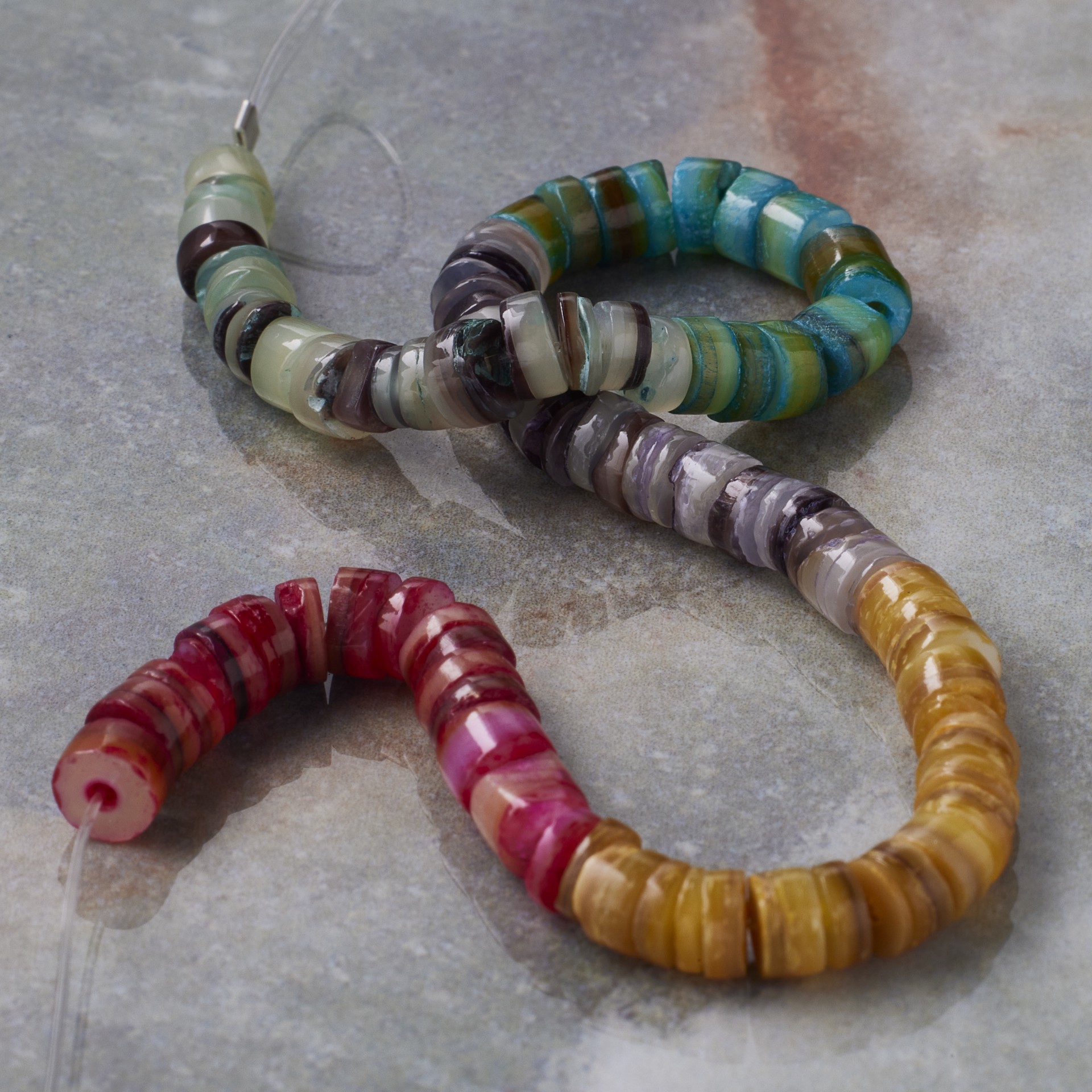 slide 3 of 3, Multicolored Dyed Shell Heishi Beads, 4.5mm By Bead Landing, 4.5 mm