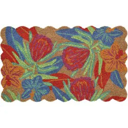 Destination Holiday Floral Scalloped Coir Mat