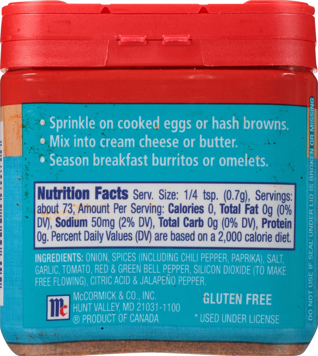 slide 10 of 10, McCormick Good Morning Bell Pepper Salsa Breakfast Seasoning 1.79 oz. Bottle, 1.79 oz