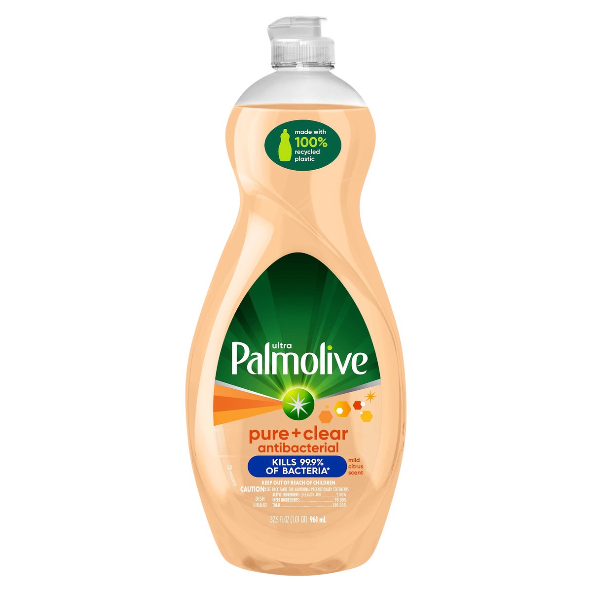 slide 5 of 10, Palmolive Ultra Pure + Clear Antibacterial Mild Citrus Scent Dish Liquid 32.5 fl oz, 32.50 fl oz