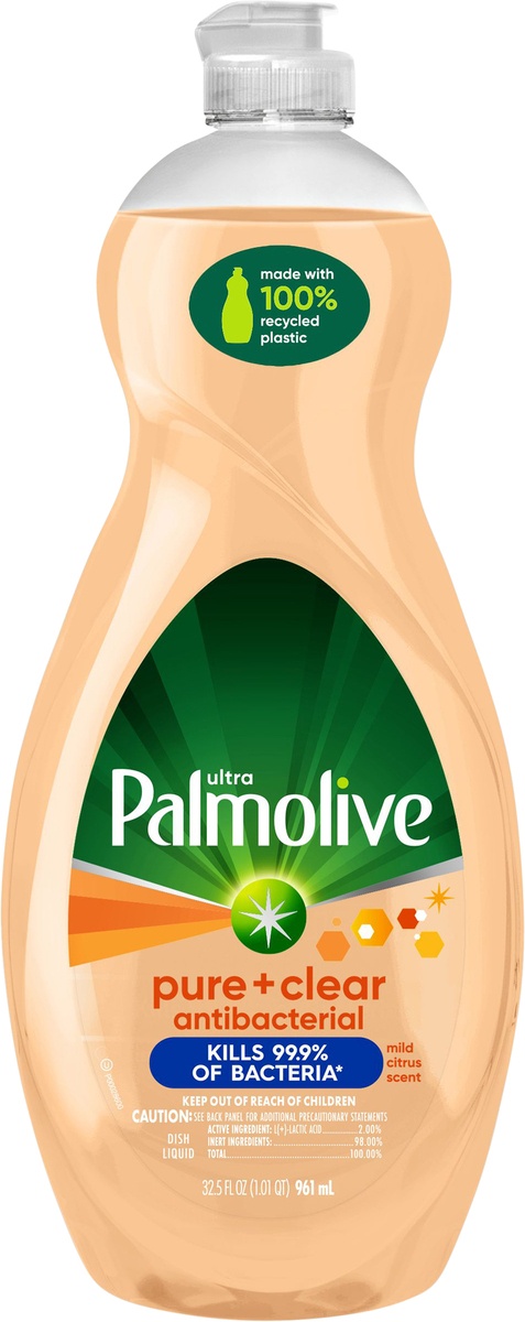 slide 6 of 8, Palmolive Pure Clear Antibacterial Liquid Dish Soap, 32.5 fl oz