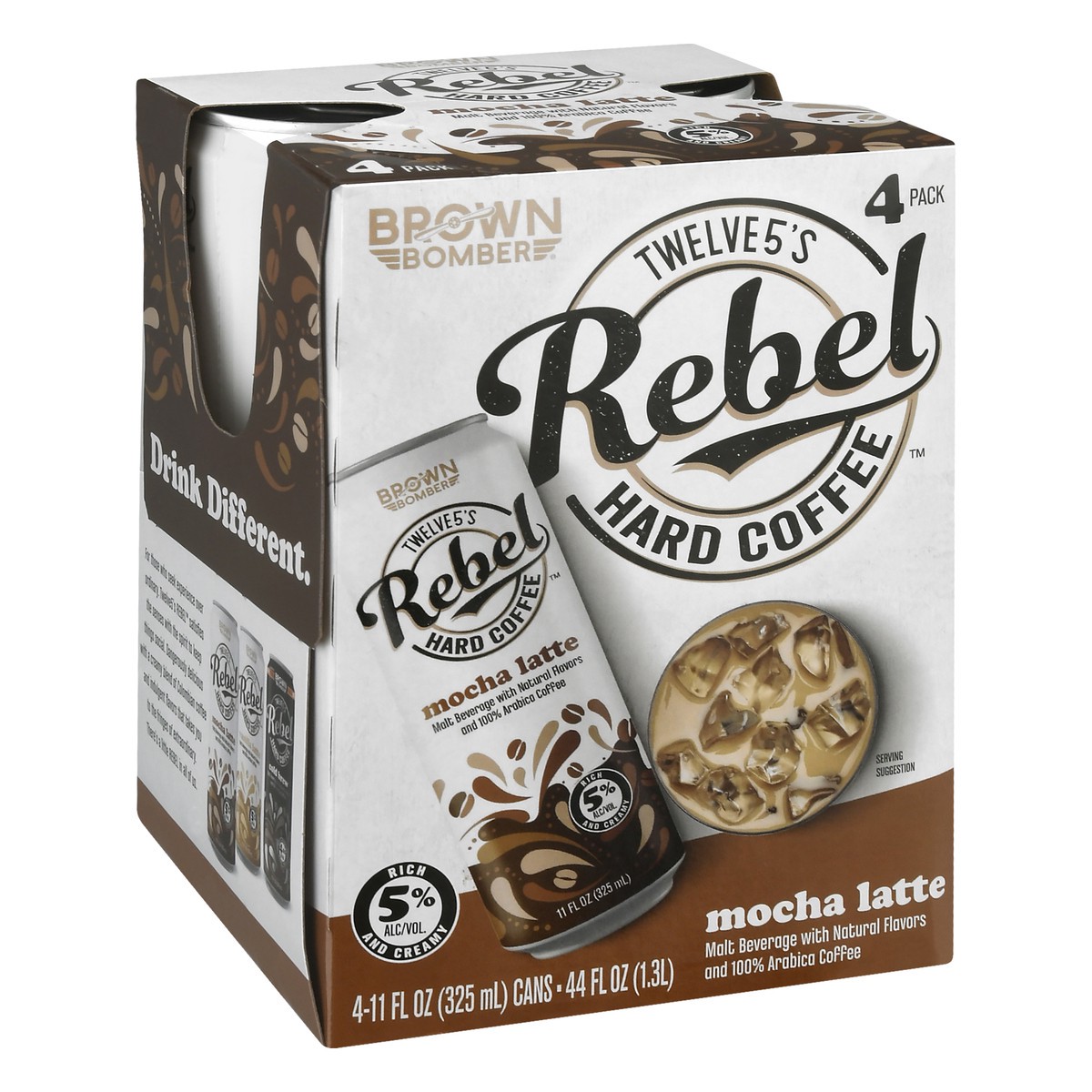 slide 2 of 9, Rebel Hard Coffee 4 Pack Mocha Latte Malt Beverage 4 ea, 4 ct; 375 ml