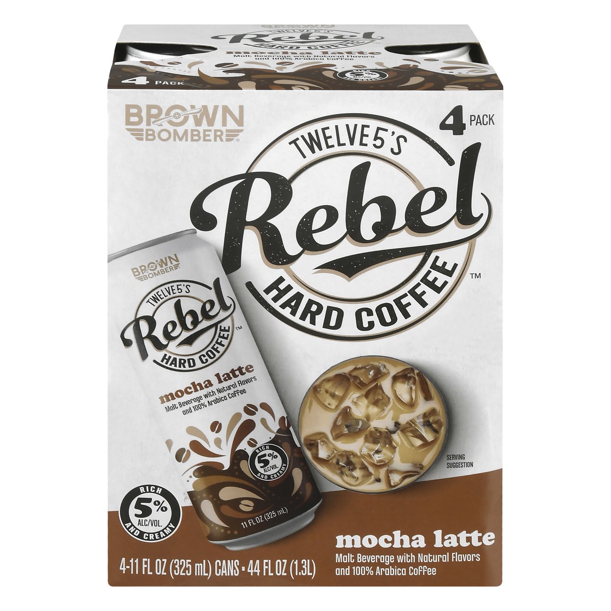 slide 1 of 9, Rebel Hard Coffee 4 Pack Mocha Latte Malt Beverage 4 ea, 4 ct; 375 ml