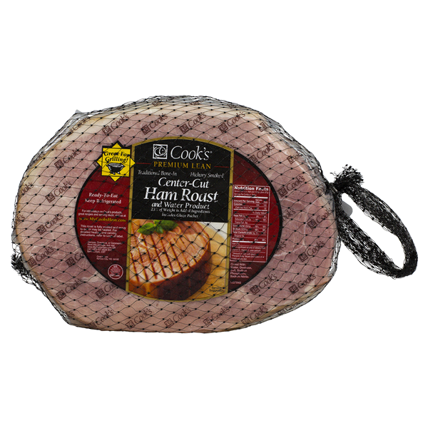 slide 1 of 1, Cook's Center Cut Ham Roast with Glaze Packet, Bone-In, Fully Cooked, per lb