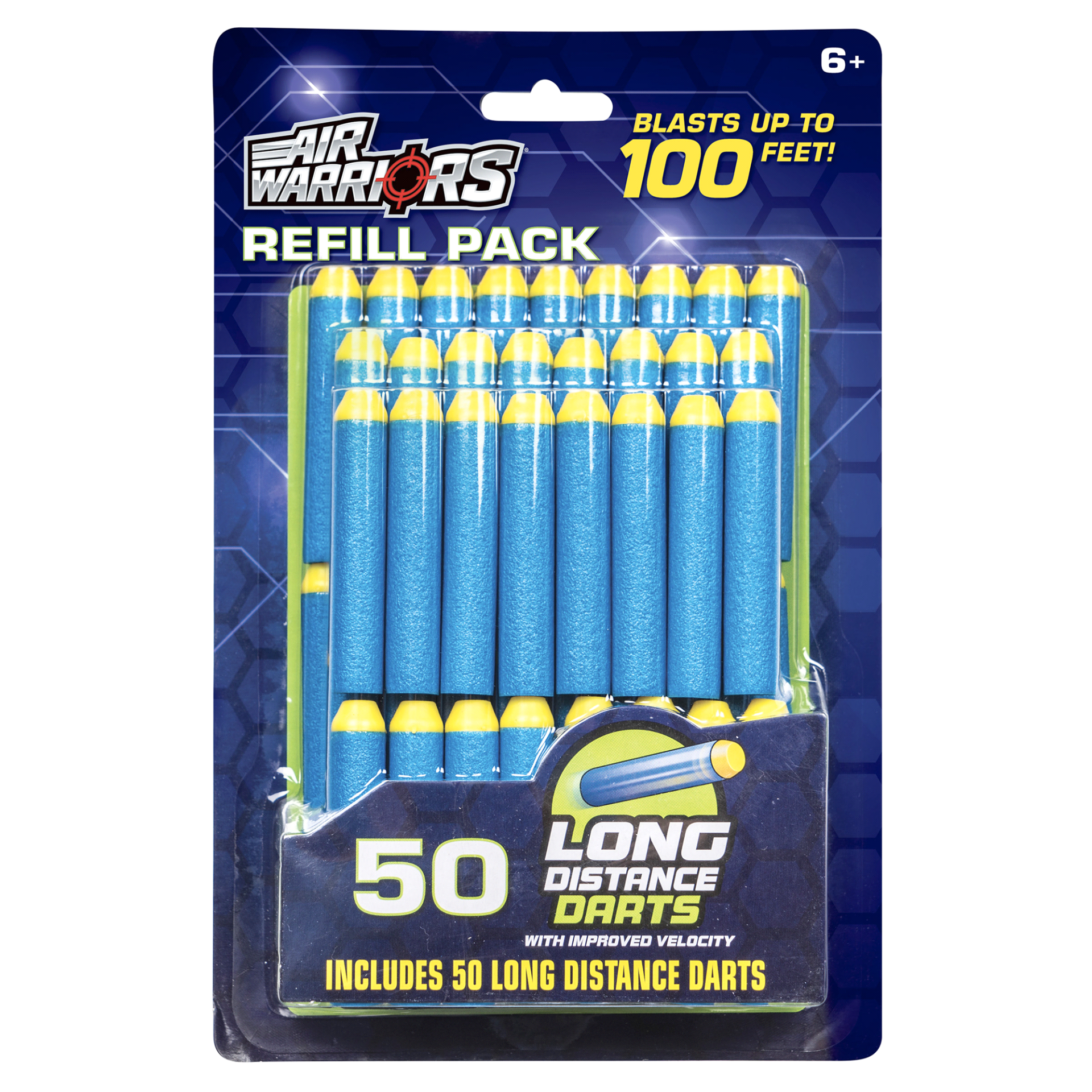 slide 1 of 1, Air Warriors Refill Darts Blue/Yellow, 50 ct