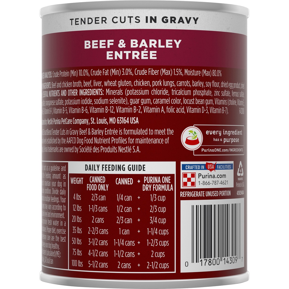 slide 6 of 7, ONE Purina ONE Tender Cuts in Gravy Beef and Barley Entree in Wet Dog Food Gravy, 13 oz