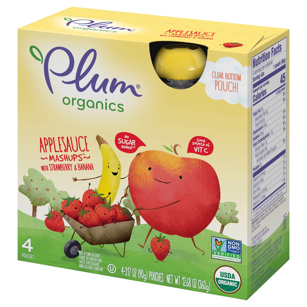 slide 3 of 9, Plum Organics Mashups Applesauce, Strawberry & Banana 3.17oz Pouch-4-Pack, 4 ct; 3.17 oz