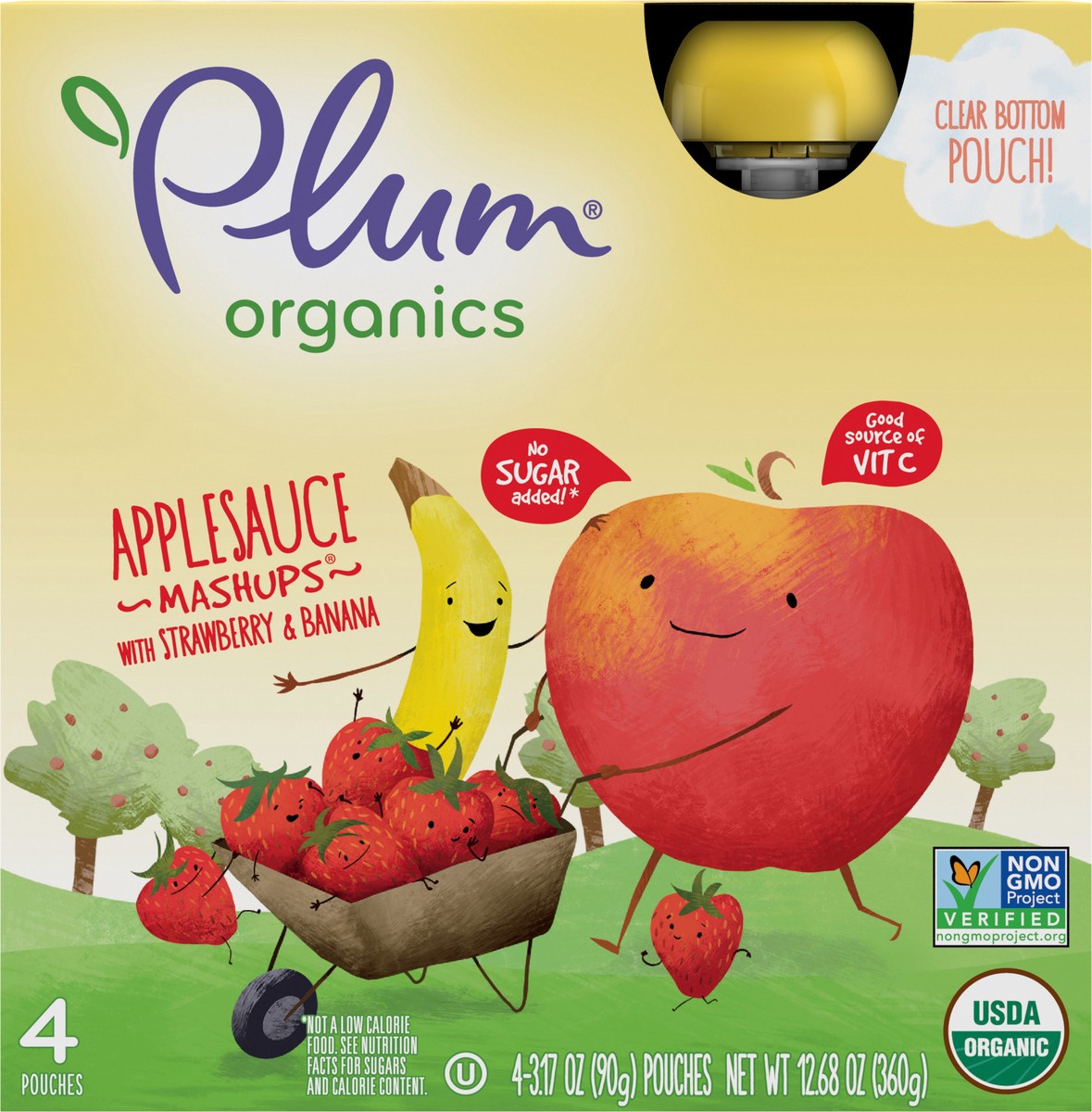 slide 6 of 9, Plum Organics Mashups Applesauce, Strawberry & Banana 3.17oz Pouch-4-Pack, 4 ct; 3.17 oz