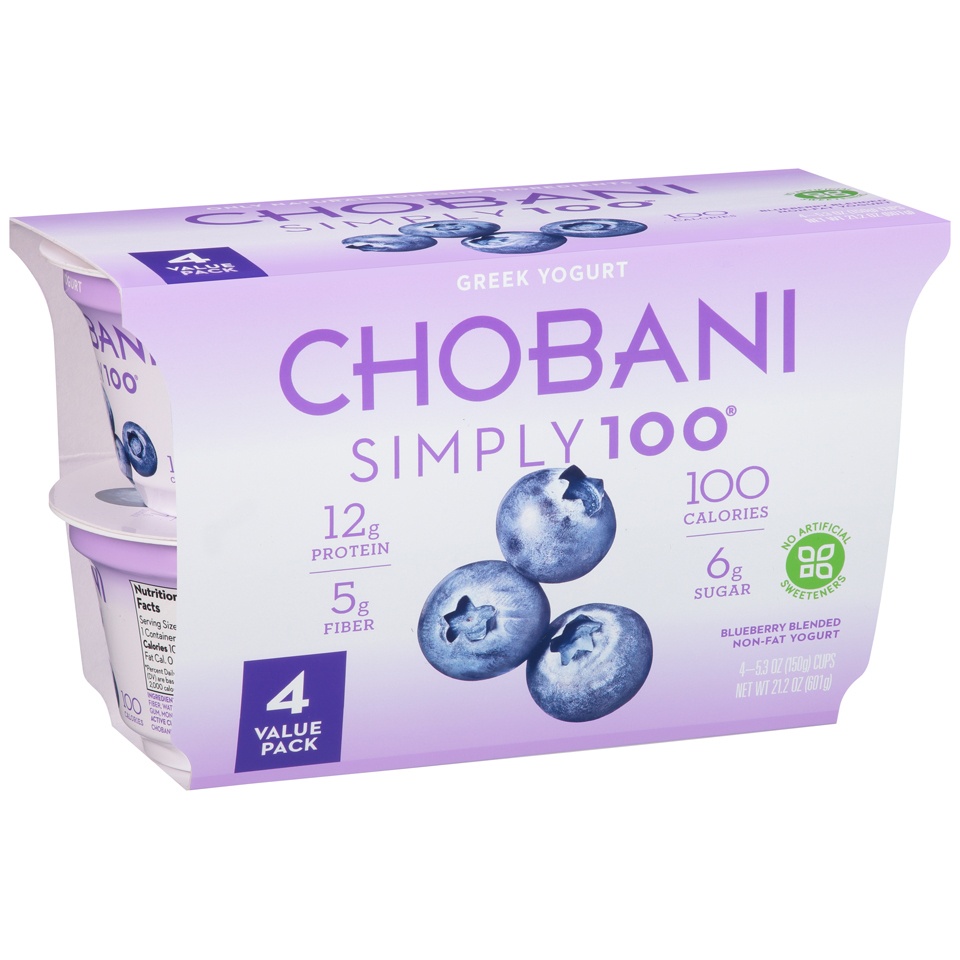 slide 1 of 1, Chobani Simply 100 Blueberry Greek Style Yogurt, 5.3 oz