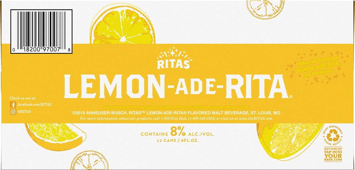 slide 3 of 8, RITAS Lemon-Ade-Rita Sparkling Margarita 8 ea, 12 ct; 8 fl oz