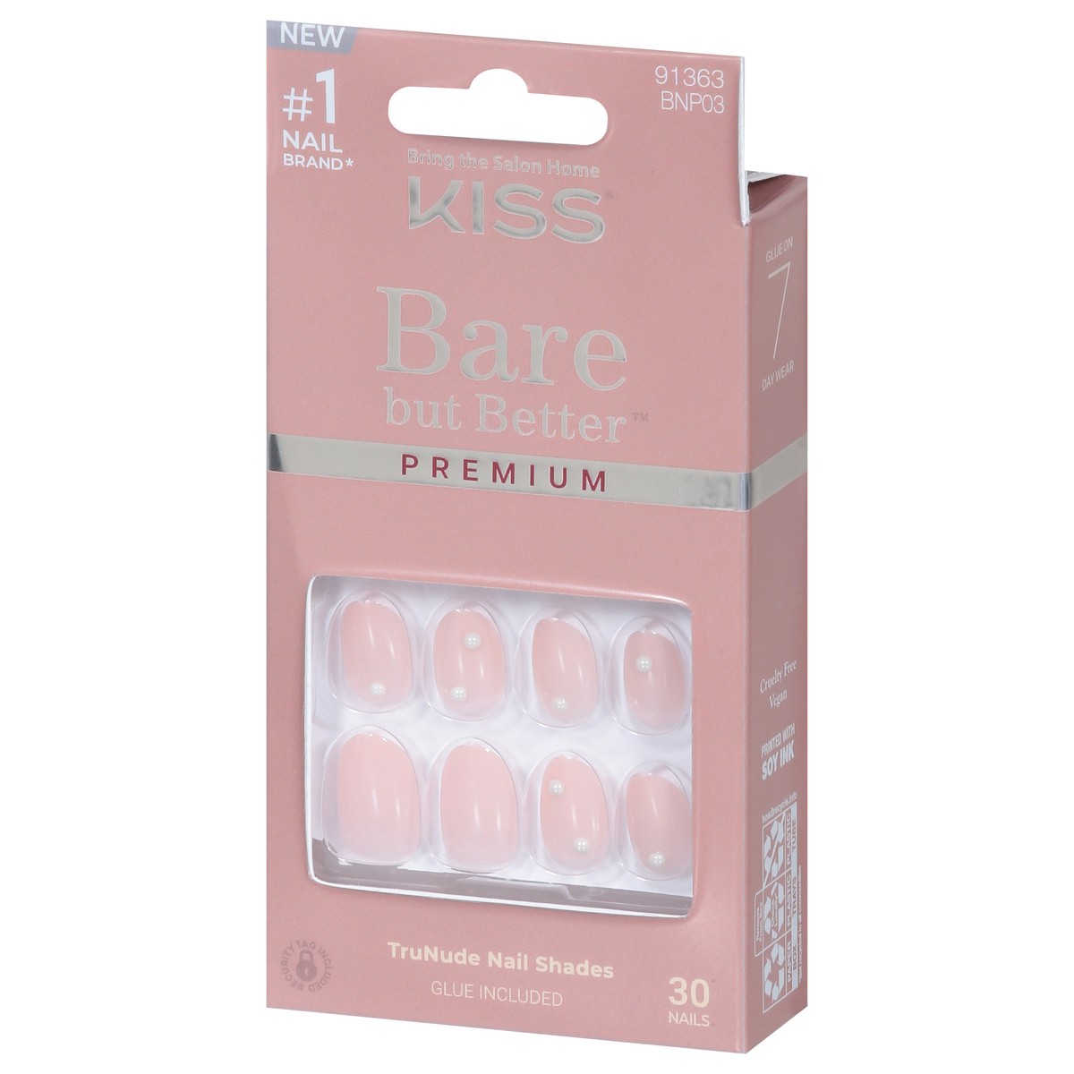 slide 11 of 13, Kiss Bare but Butter Premium Short Trunude Nail Shades Nails 30 ea, 30 ct