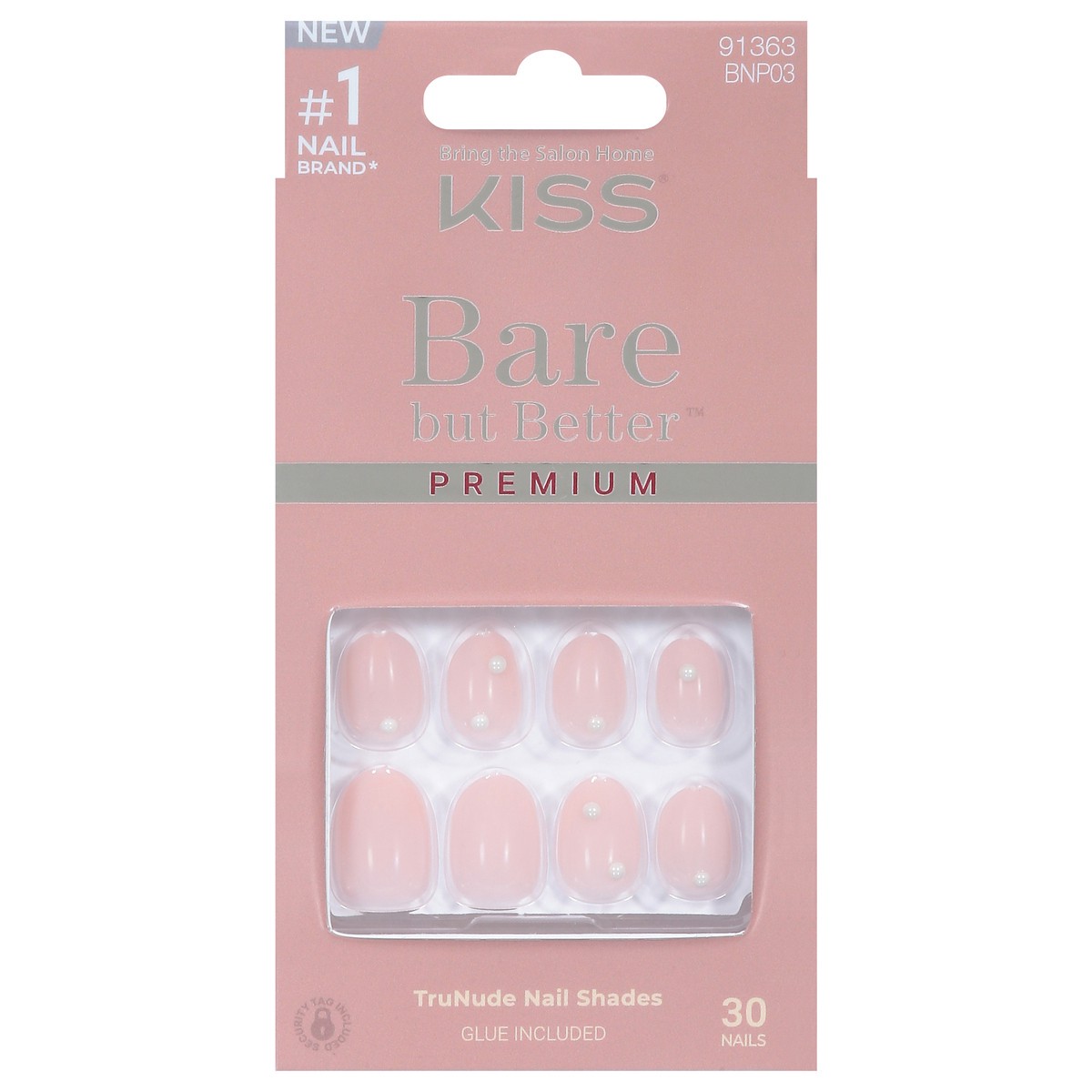 slide 13 of 13, Kiss Bare but Butter Premium Short Trunude Nail Shades Nails 30 ea, 30 ct
