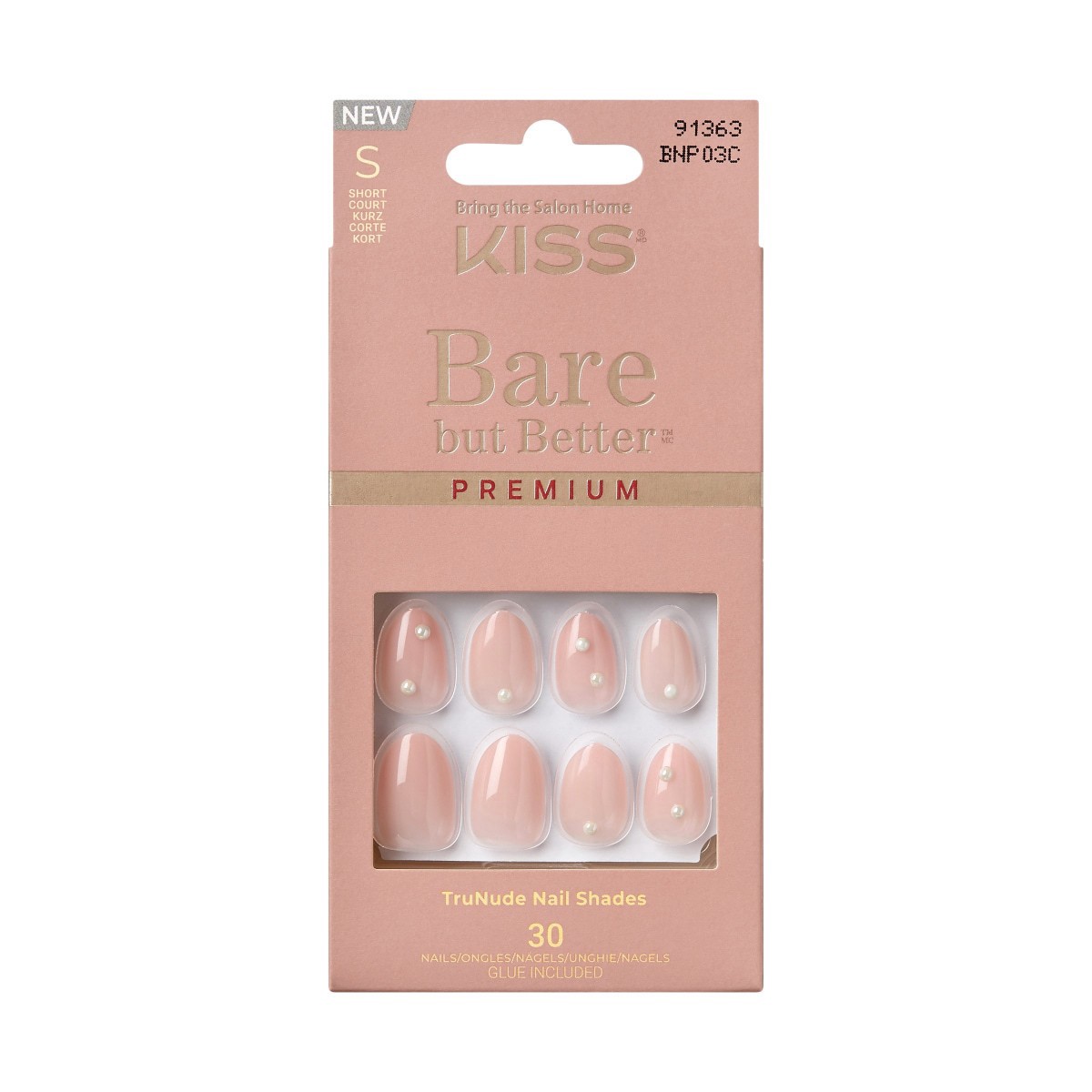 slide 1 of 13, Kiss Bare but Butter Premium Short Trunude Nail Shades Nails 30 ea, 30 ct